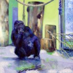 Malerei, Gorilla in Zoogehege