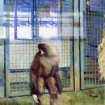 Malerei, Gibbon in Gehege